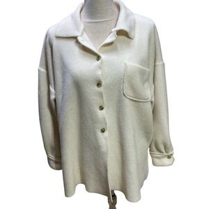 VTG Moda  Iinternational Jacket Womens Large Off White Front Buttons lightweight